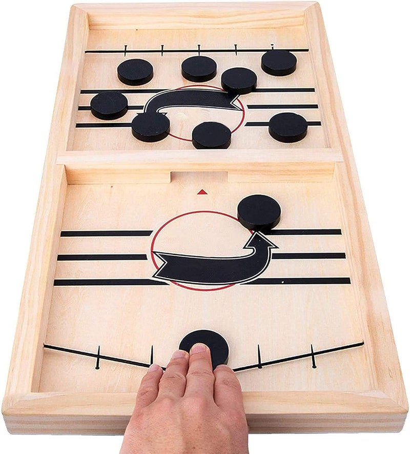moopok Fast Sling Puck Game - Fast Action Foosball Table Super Winner Wooden Air Hockey Board Game - Desktop Battle Slingshot Game - Fun for Family Game or Party with Friends - Image 4