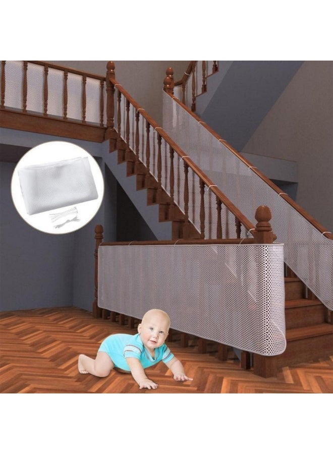 3M white indoor baby handrail railing stair net, children's balcony handrail protection net, child safety stair net, baby and pet safety protection stair fence net - Image 4