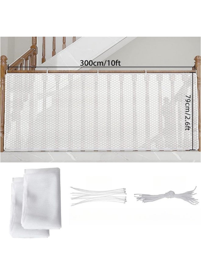 3M white indoor baby handrail railing stair net, children's balcony handrail protection net, child safety stair net, baby and pet safety protection stair fence net - Image 5