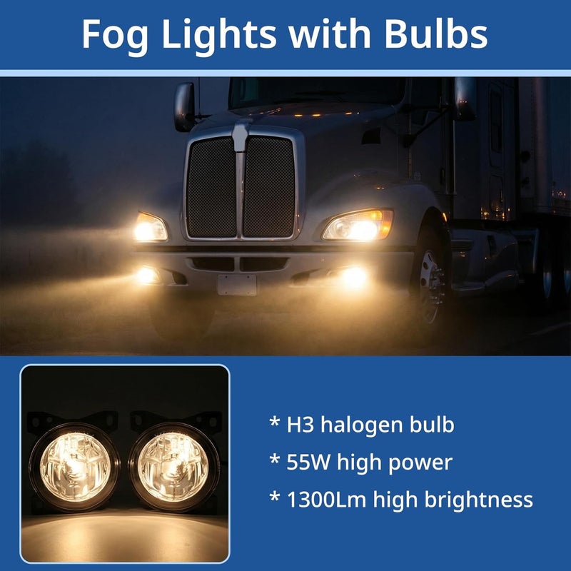 High Soar Fog Lights for Kenworth T660 and Peterbilt 579/587 - Pair with Bulbs - Image 3