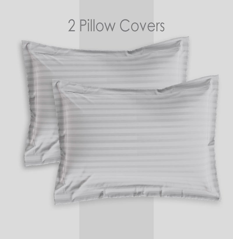 AVI 210TC Soft Luxury Satin Stripe Cotton Pillow Covers Set of 2, Envelope Closure Pillow Cases, Breathable Hotel Quality Pillowcover (18x28 Inches, White) - Image 4