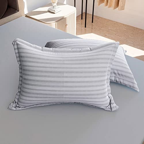 AVI 210TC Soft Luxury Satin Stripe Cotton Pillow Covers Set of 2, Envelope Closure Pillow Cases, Breathable Hotel Quality Pillowcover (18x28 Inches, White) - Image 5