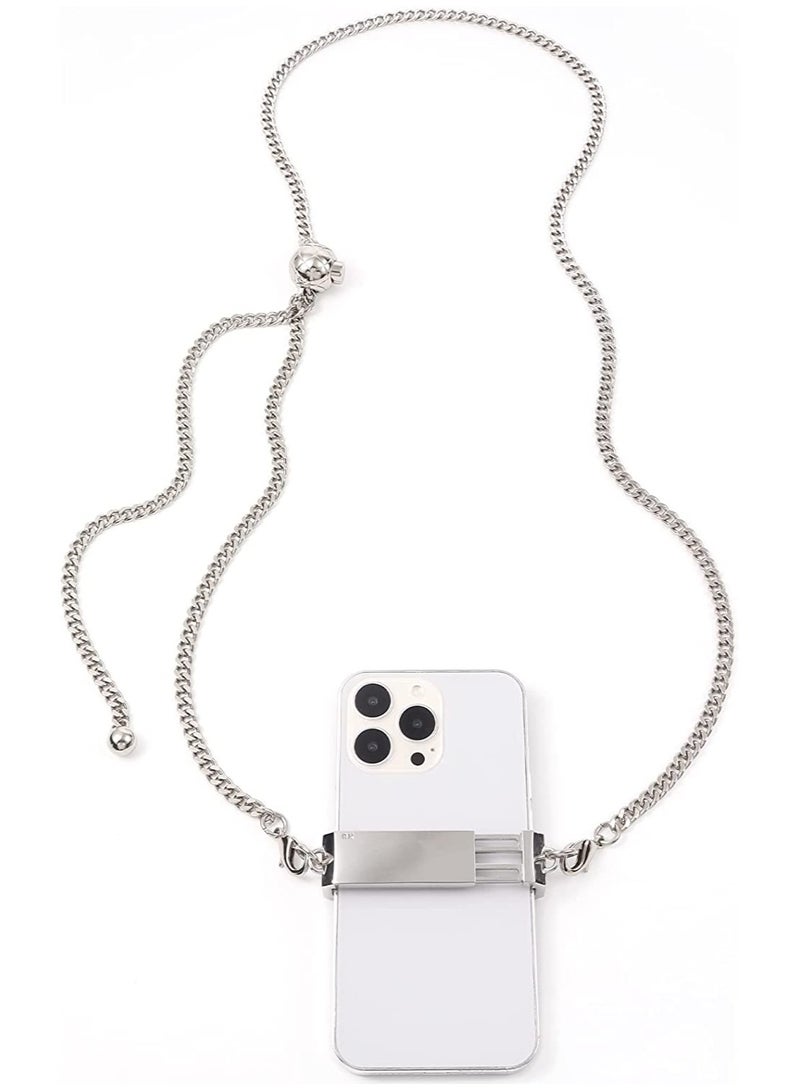 SYOSI Portable Metal Chain Phone Clip, Adjustable Crossbody Chain Phone Chain Accessory, Fashionable Accessory, Silver Ball Adjustable Length - Image 1