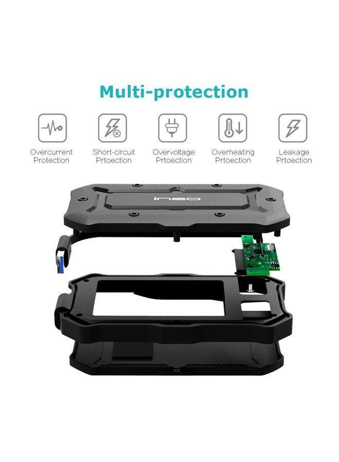 ineo 2.5" USB 3.0 Rugged Waterproof & Shockproof IP66 External Hard Drive Enclosure for 2.5 inch 9.5mm & 7mm SATA HDD SSD (MIL-STD 810 Certified) [T2566-I] - Image 5