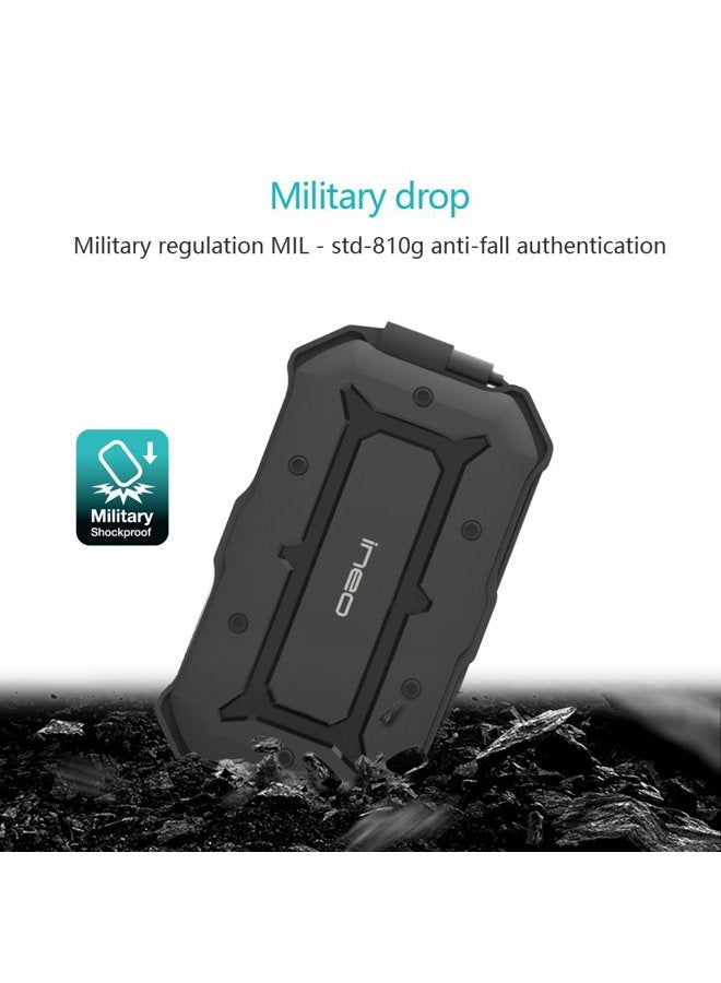 ineo 2.5" USB 3.0 Rugged Waterproof & Shockproof IP66 External Hard Drive Enclosure for 2.5 inch 9.5mm & 7mm SATA HDD SSD (MIL-STD 810 Certified) [T2566-I] - Image 3