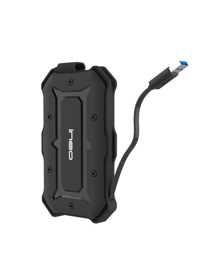 ineo 2.5" USB 3.0 Rugged Waterproof & Shockproof IP66 External Hard Drive Enclosure for 2.5 inch 9.5mm & 7mm SATA HDD SSD (MIL-STD 810 Certified) [T2566-I] - Image 1