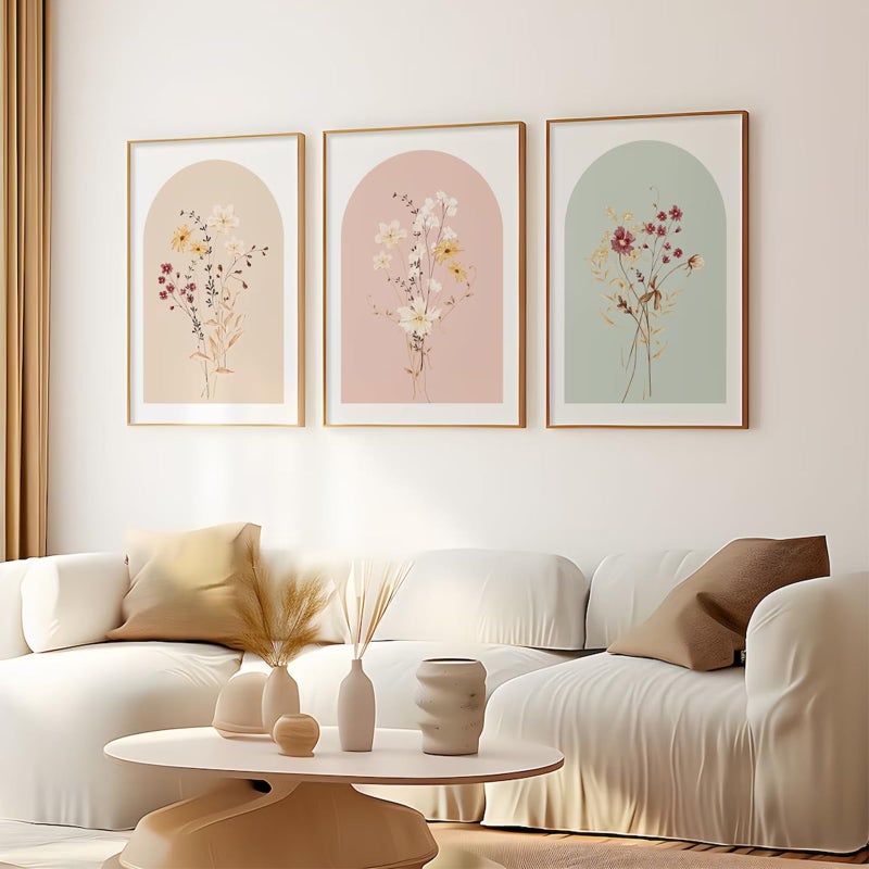 Tanmart Watercolor Flower Wall Art Set of 3 Wildflower Floral Wall Decor Pictures Botanical Canvas Wall Art Vintage Prints Boho Flower Painting Minimalist Floral Poster for Room Bedroom 12x16 Inch Unframed - Image 3