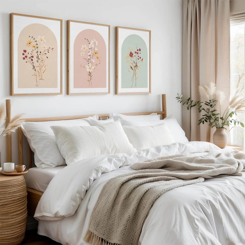 Tanmart Watercolor Flower Wall Art Set of 3 Wildflower Floral Wall Decor Pictures Botanical Canvas Wall Art Vintage Prints Boho Flower Painting Minimalist Floral Poster for Room Bedroom 12x16 Inch Unframed - Image 5