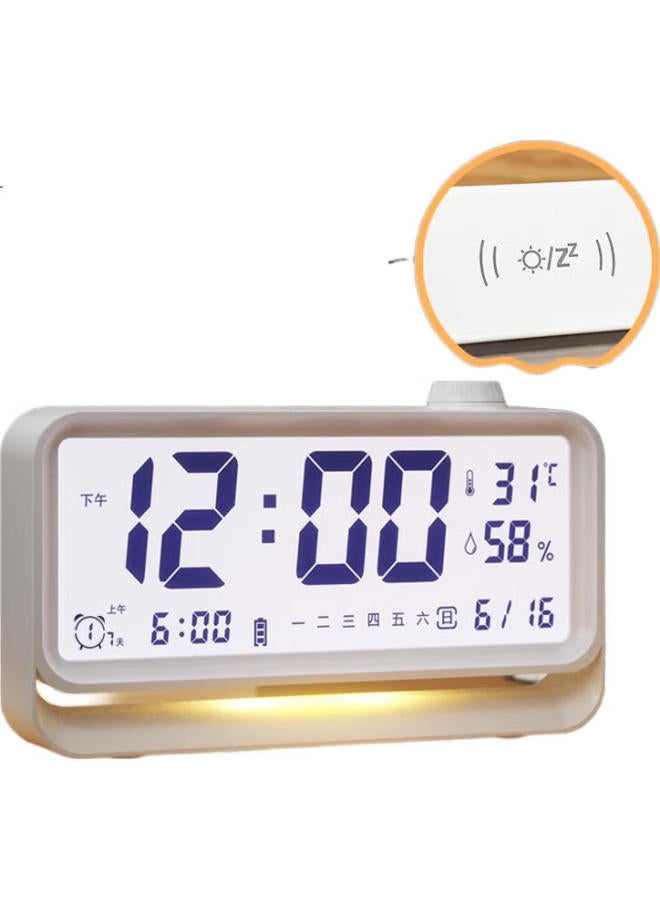 Compas Alarm Clock Student New Model Temperature And Humidity Electronic Clock Children'S Primary School Desktop Clock Backlight Night Light 2388A Pink - Image 1