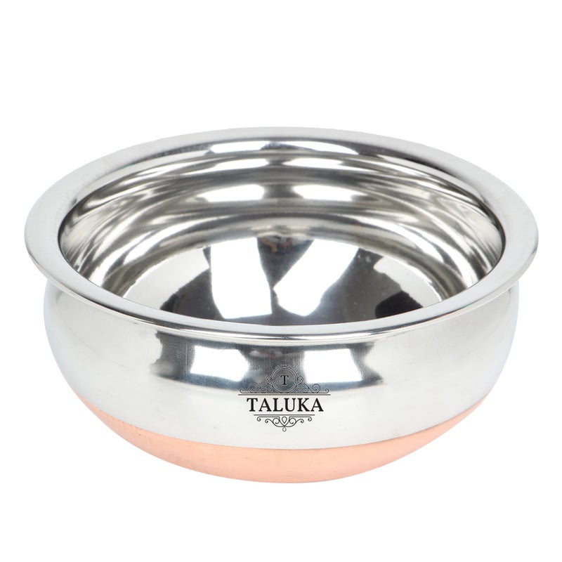 Taluka Stainless Steel Copper Bottom Handi Pot Set, Brown & Steel, 4 Piece - Image 3
