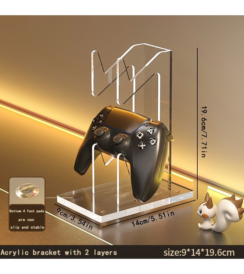 Acrylic Game Controller Stand 2 Layer Desktop Display Holder Portable Clip Design For Game Controllers And Accessories Desk Organizer - Image 2