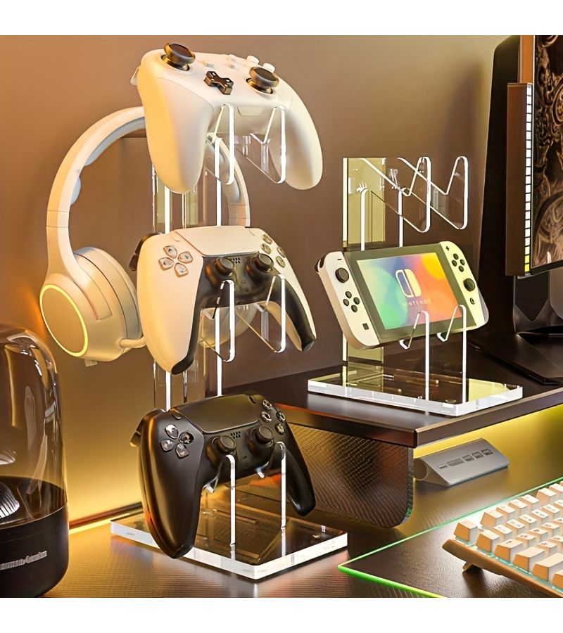 Acrylic Game Controller Stand 2 Layer Desktop Display Holder Portable Clip Design For Game Controllers And Accessories Desk Organizer - Image 3