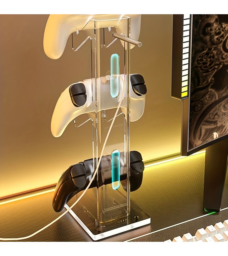 Acrylic Game Controller Stand 2 Layer Desktop Display Holder Portable Clip Design For Game Controllers And Accessories Desk Organizer - Image 5