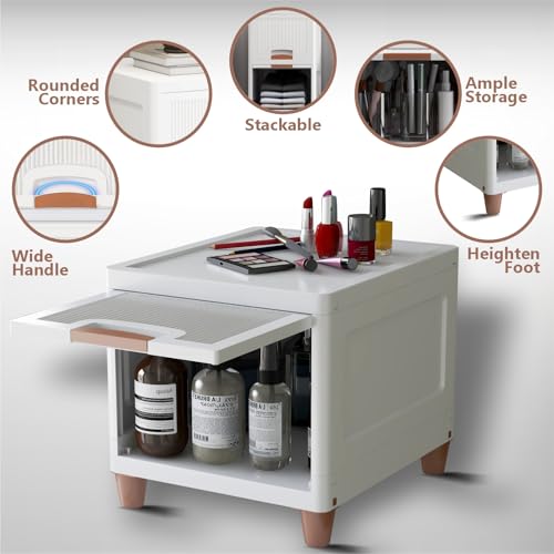 HOMIFLY 1 Tier ABS Organizer for Clothes/Modular Kitchen Storage Rack/Modular Wardrobe for Cloth/Space Saving Closet for Bedroom-Living Room/Stackable Cabinet/Almirah for Home(White) - Image 2