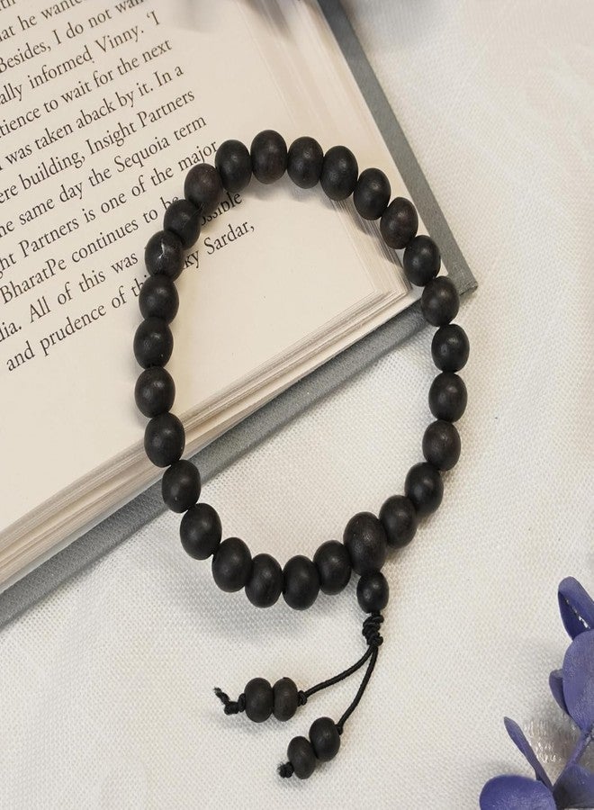 DIVISHA Natural Unpolished Karungali Bracelets Original | Karungali Kattai Bracelet 8mm - Natural Black Ebony Wood 8mm Bead Size, 1 Piece - Image 4