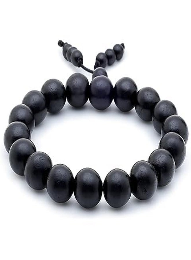 DIVISHA Natural Unpolished Karungali Bracelets Original | Karungali Kattai Bracelet 8mm - Natural Black Ebony Wood 8mm Bead Size, 1 Piece - Image 1