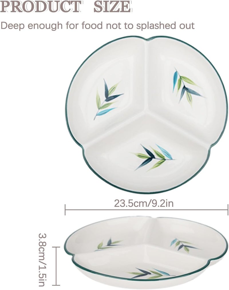 Portion Control Plates， Food Divided Plate for Pasta/Fruit/Salad Practical Platter with 3 Compartments Partition - Image 2