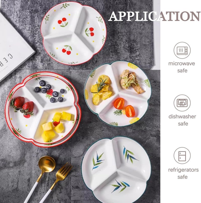 Portion Control Plates， Food Divided Plate for Pasta/Fruit/Salad Practical Platter with 3 Compartments Partition - Image 4