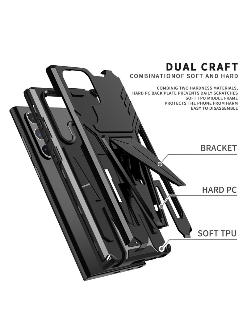 Zikra Compatible Galaxy S22 Ultra Phone Case with Stand Heavy Duty Military Grade Protection Compatible Galaxy S22 Ultra 5g, Compatible Samsung Galaxy S22 Ultra Built-In Stand Magnetic Case (Black) - Image 4