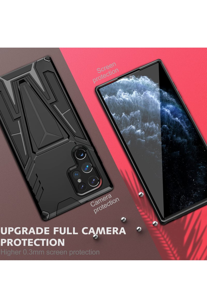 Zikra Compatible Galaxy S22 Ultra Phone Case with Stand Heavy Duty Military Grade Protection Compatible Galaxy S22 Ultra 5g, Compatible Samsung Galaxy S22 Ultra Built-In Stand Magnetic Case (Black) - Image 2