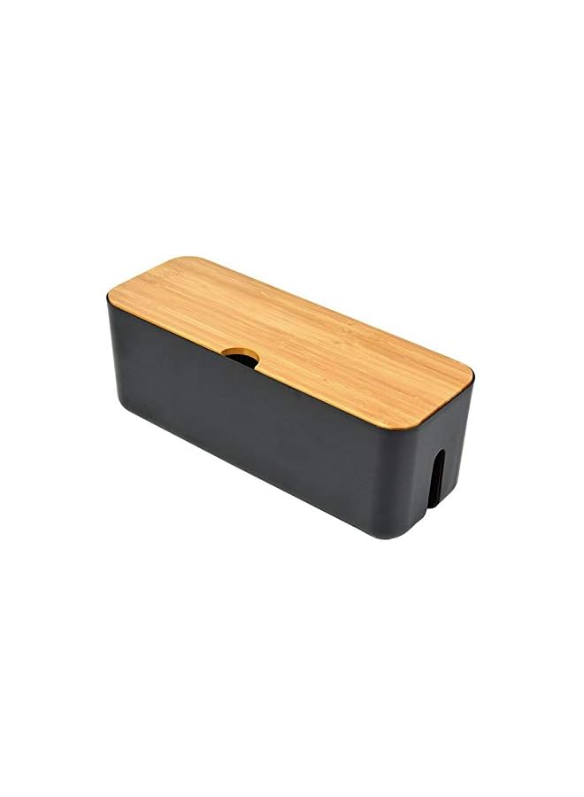 Beauenty Management Box, Power Cord Organizer, Wire Storage Box for Home or Office Desk, Black - Image 1