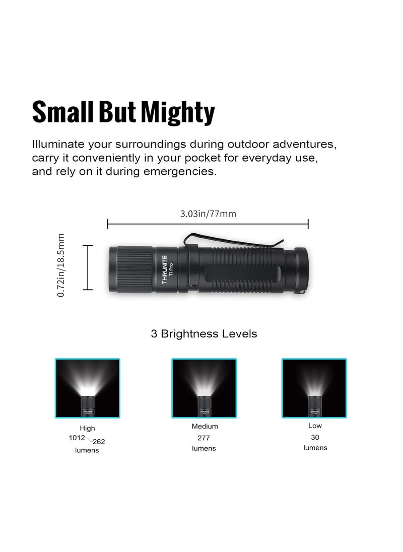 ThruNite ThruNite Ti Pro Rechargeable Mini Flashlight AA Battery Compatible Max 1012 Lumens Compact and Powerful for Outdoor and EDC  - Image 2