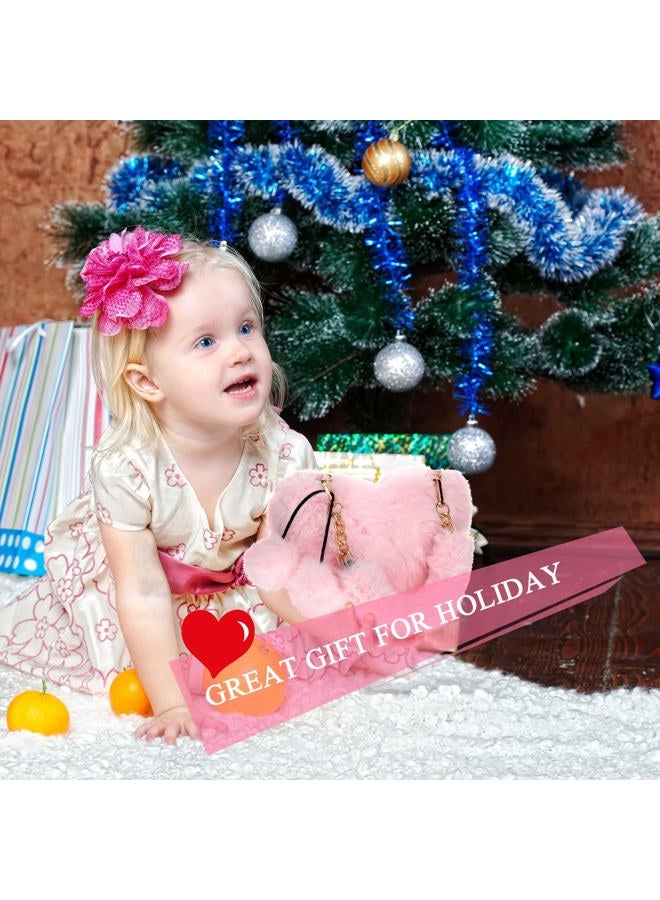 Saintrygo 2 Pieces Valentine's Day Furry Purse Soft Fluffy Faux Fur Heart Handbags for Women Girls Valentines Day Cute Present, White,pink - Image 5