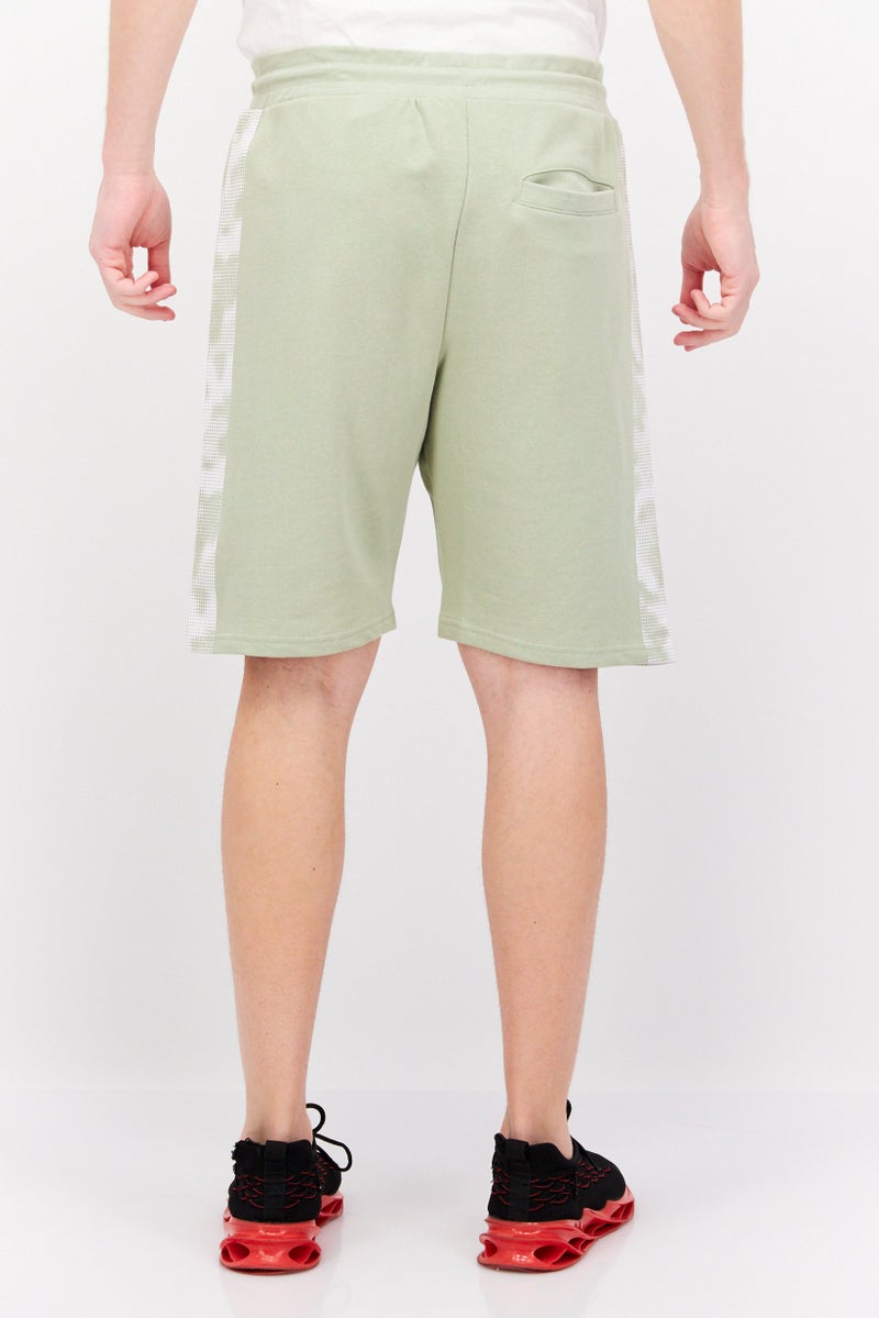 CROSSHATCH Men Drawstring Brand Logo Basic Shorts, Sage Green - Image 3