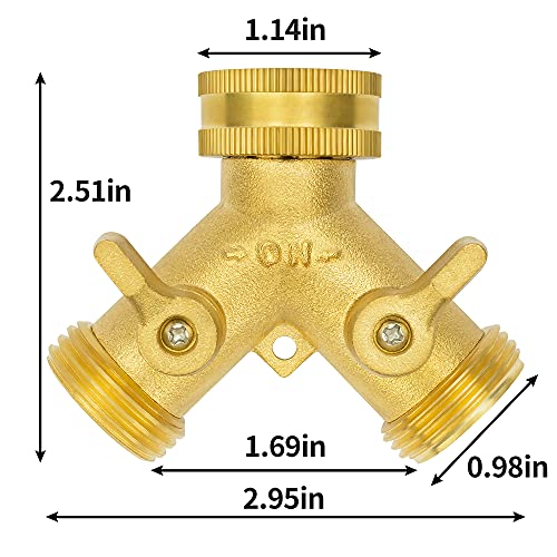 AUTOMAN Hose Splitter 2 Way, Garden Hose Splitter, 100% Rustproof Brass Water Hose Splitter with Adjustable Flow Valves, Seamless Design & 2 Extra Rubber Washers - 3/4" Y Connector Hose Adapter. - Image 3