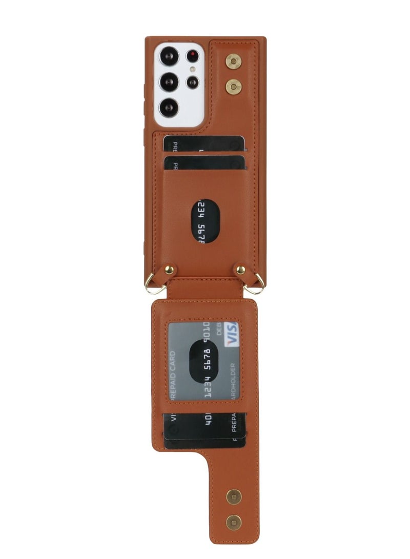 Suteni Back Cover Wristband Card Slots Leather Phone Case for Samsung - Image 3