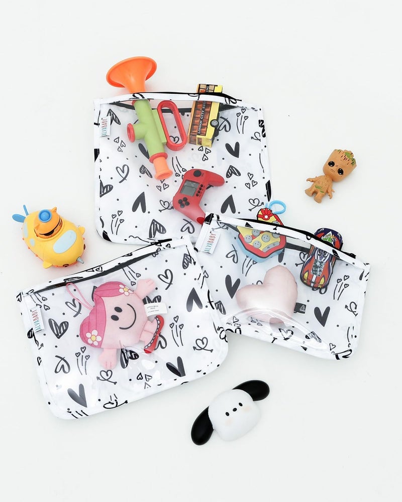ALVA 3pcs Mess-Proof Travel Toilety Bag,Clear Cosmetic & Diaper Organizer with Front Pouch 3LT07 - Image 5