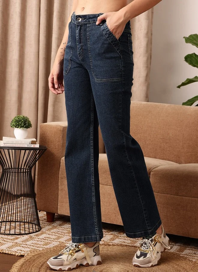 STREET 9 جينز نسائي مستقيم بظل داكن مريح