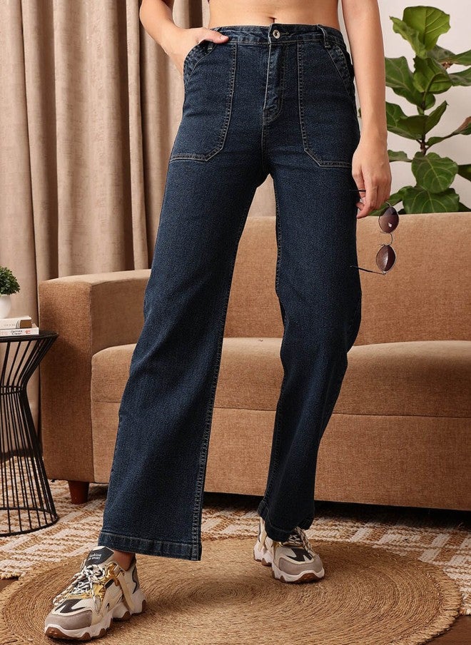 STREET 9 Comfort Dark Shade Straight Fit Jeans for Women - Image 1