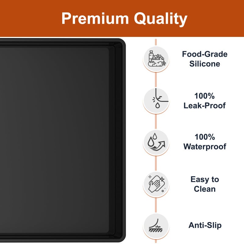 ukeetap Extra Thick Silicone Mat Waterproof with Raised Edge 34" x 22", Under Sink Mat for Kitchen & Bathroom, Kitchen Cabinet Liner, Multi-Purpose for Storage & Protection, Black - Image 2