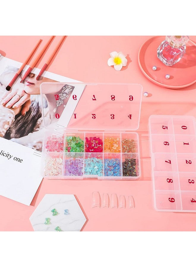 نيل ويند صندوق طرف الأظافر، صندوق تخزين منظم لأطراف الأظافر الفارغة، صندوق تخزين مكون من 10 مساحات أرقام، حاوية للأظافر، صندوق شبكي بلاستيكي لأظافر الأصابع، مجوهرات كريستالية، إكسسوارات الأظافر (أبيض قطعتان) - Image 4