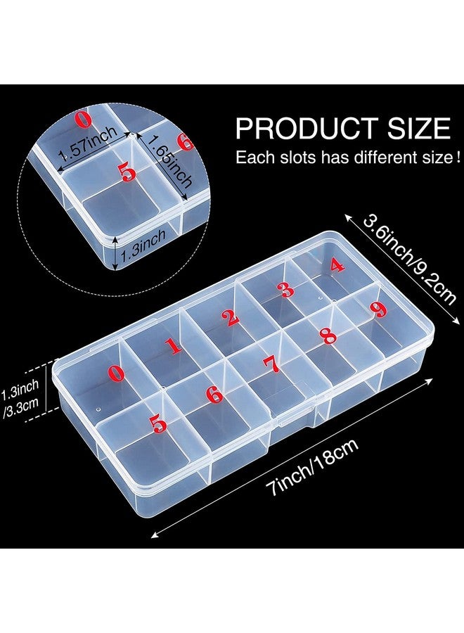 نيل ويند صندوق طرف الأظافر، صندوق تخزين منظم لأطراف الأظافر الفارغة، صندوق تخزين مكون من 10 مساحات أرقام، حاوية للأظافر، صندوق شبكي بلاستيكي لأظافر الأصابع، مجوهرات كريستالية، إكسسوارات الأظافر (أبيض قطعتان) - Image 2