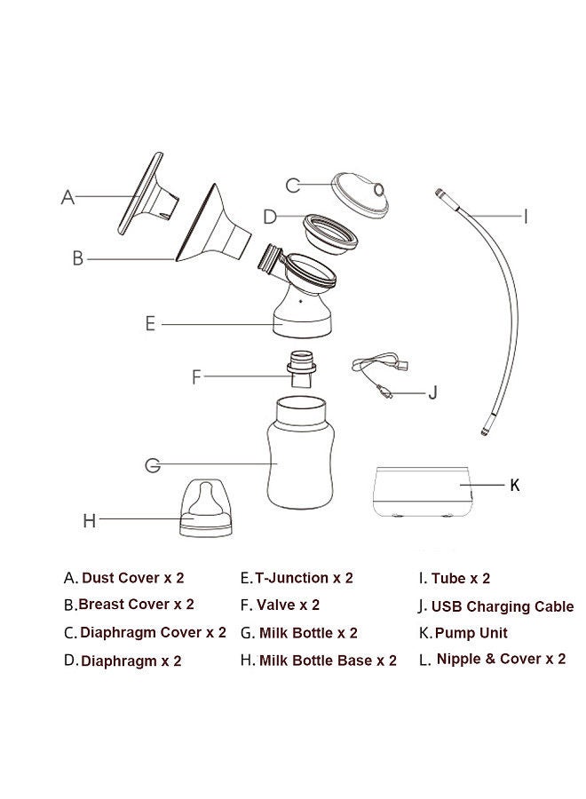 Double Electric Breast Pump Hands Free Breast Pump for Breastfeeding 3 Modes & 6 or 9 Adjustable Levels Low Noise Anti-Backflow Built-in Battery with 2pcs 150ml Milk Bottles