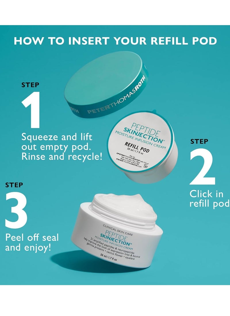 PETER THOMAS ROTH - Peter Thomas Roth | Peptide Skinjection Moisture Infusion Cream, Refillable Moisturizer, For Loss of Firmness and Elasticity, Fine Lines & Wrinkles, Dryness, 21 Amplified Peptides & Neuropeptides - Image 1