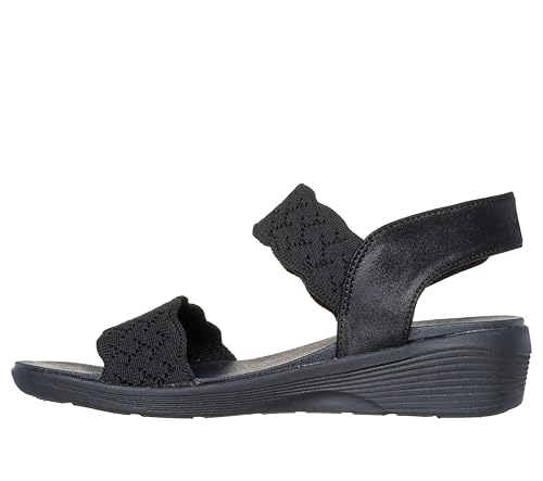Skechers Women's ARYA - ON THE RISE medium wedge sandal, Black/Black 6 M - Image 2