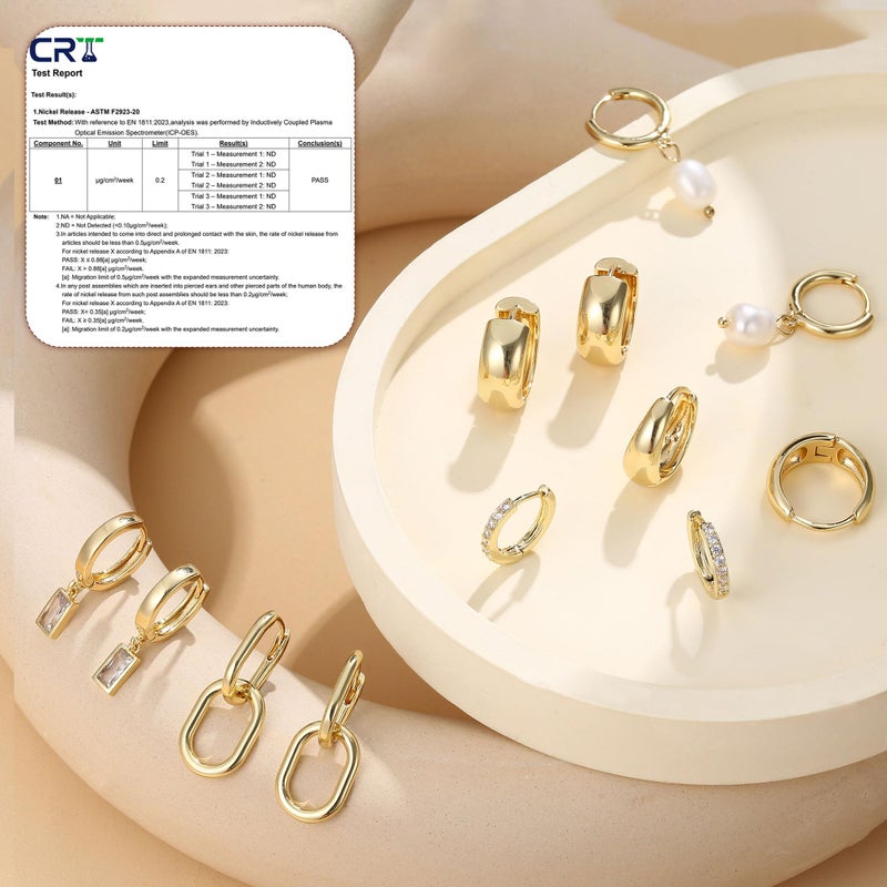 BESTEEL 13 Pairs Small Stud Hoop Earrings Set for Women Hypoallergenic 14K Gold Plated Dainty Huggie Hoops Lightweight Earrings for Gift - Image 5