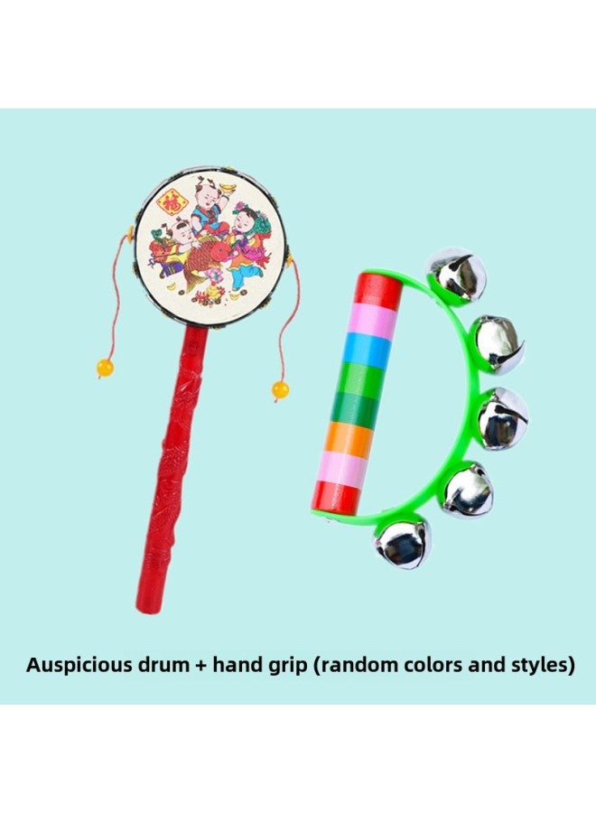 Baby Toy Puzzle Early Education Newborn 3 Hand Rattle 0-1 Year Old Baby 3 Months Grasp Training Small Sand Hammer 6-Color:Auspicious Rattle + Hand Grip - Image 1