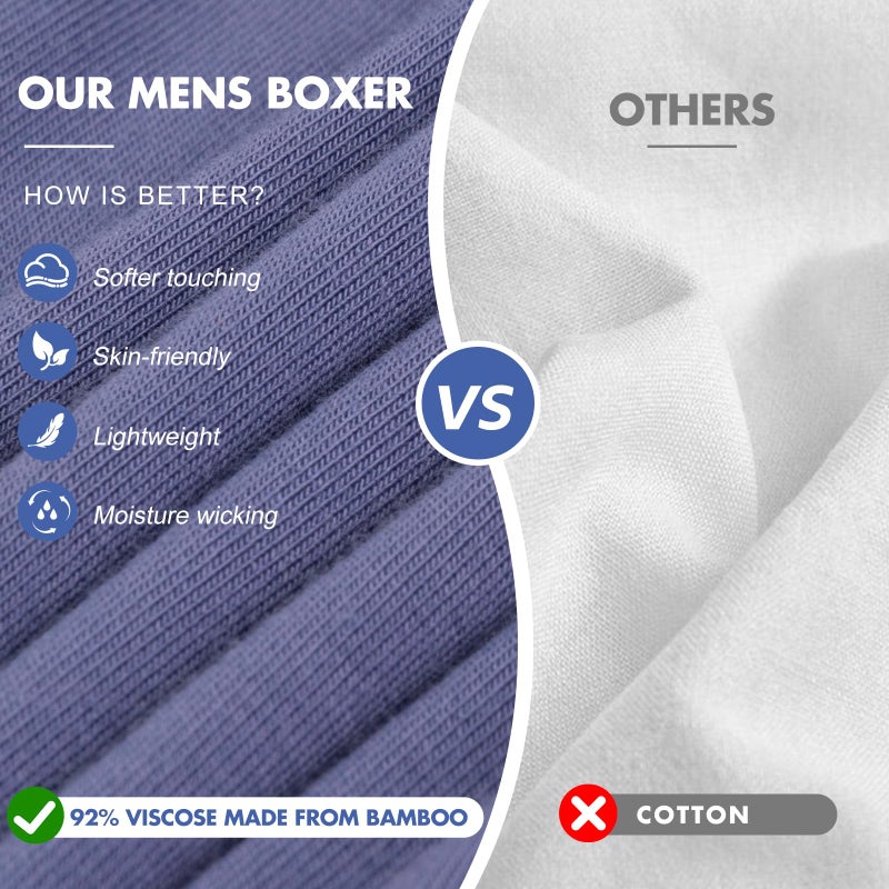 BAMBOO COOL Men's Underwear Boxer Shorts,Breathable knit Boxers,Stretch and Relaxed Fit 4 Pack - Image 2