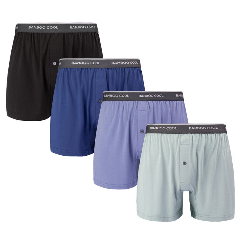BAMBOO COOL Men's Underwear Boxer Shorts,Breathable knit Boxers,Stretch and Relaxed Fit 4 Pack - Image 1