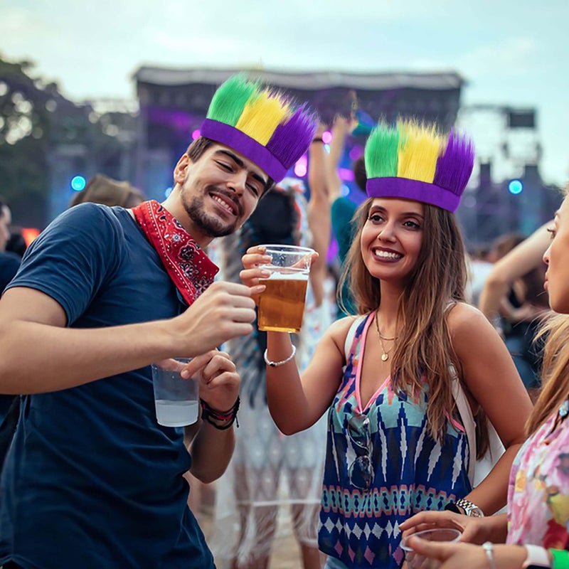 Watayo 2 Pcs Mardi Gras Hairy Headband - Mardi Gras Crazy Hair Accessory - Purple Gold Green Hairband Headwear Hat for Women Men Masquerade Cosplay Party Supplies - Image 5