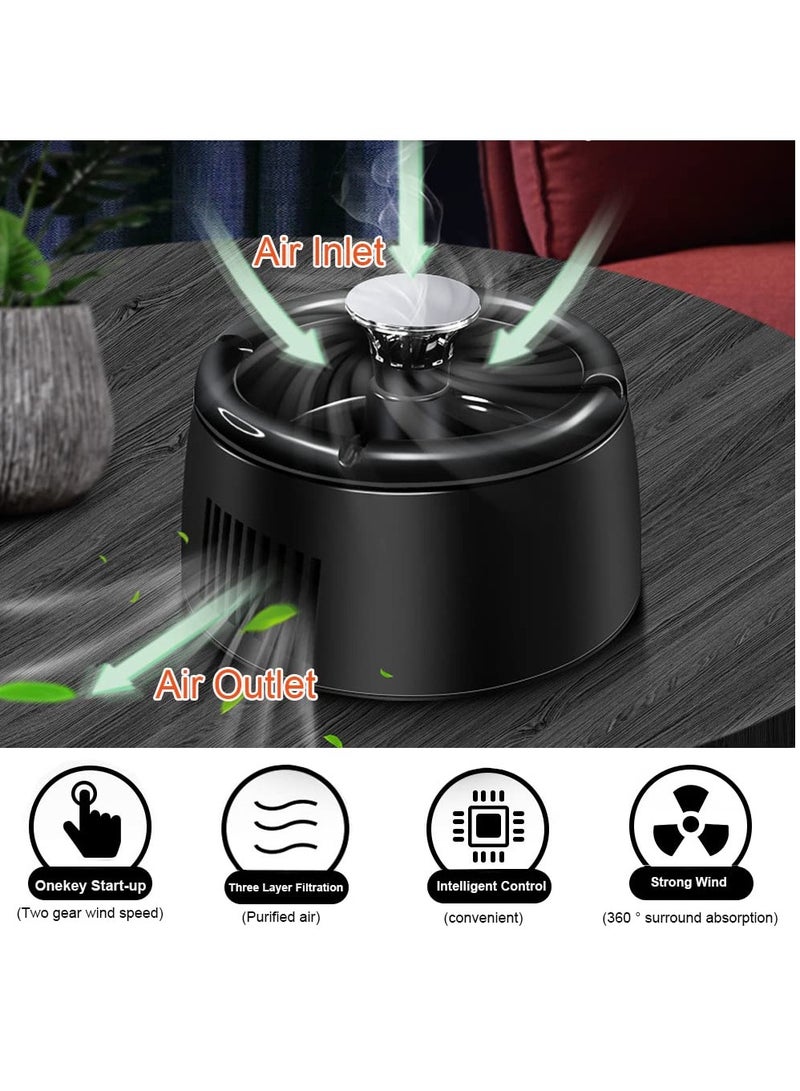 SOLARAE 2-in-1 Smokeless Ashtray for Indoor Use: Multifunctional Air Purifier with Negative Ion Technology - Effective Smoke Eliminator for Home and Office (Black) - Image 2
