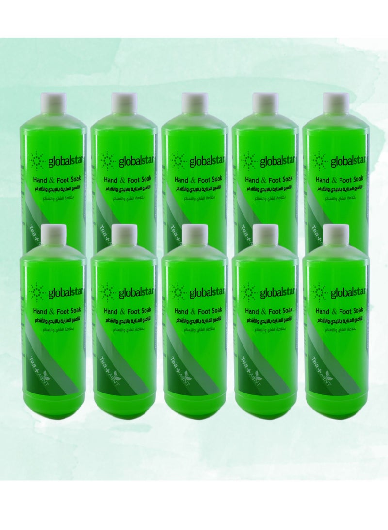 10 Pieces Hand And Foot Soak Green Tea And Mint Green 1L