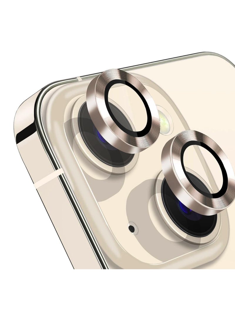 DUSALA Camera Lens Protector for iPhone 13 and iPhone 13 Mini , 9H Tempered Glass Metal Individual Ring Cover, HD Clear, 1 Set (Gold) - Image 3