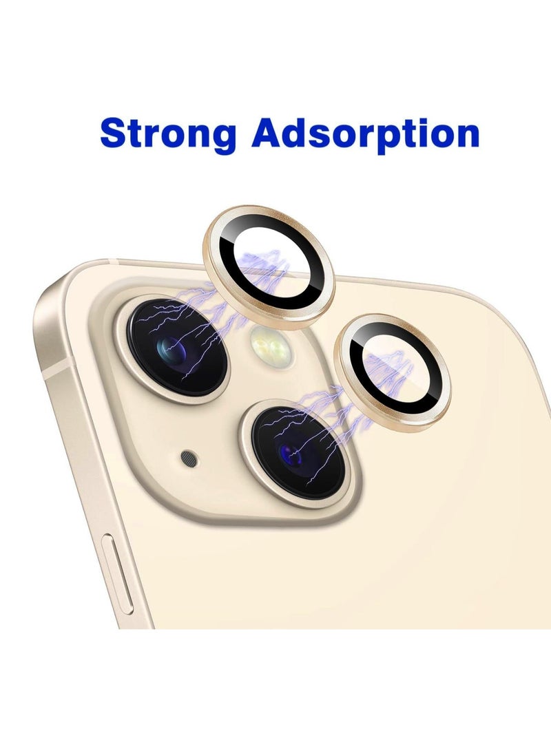 DUSALA Camera Lens Protector for iPhone 13 and iPhone 13 Mini , 9H Tempered Glass Metal Individual Ring Cover, HD Clear, 1 Set (Gold) - Image 4