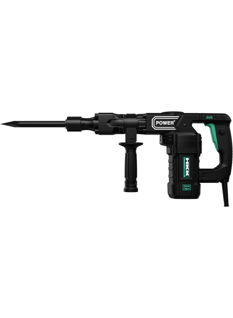 HKK مثقاب كهربائي 1200 واط مع طاقة تأثير 25 جول، 3750 ضربة في الدقيقة، يشمل إزميل مدبب، مطرقة هدم ثقيلة للأعمال الخرسانية، الطوب، والبناء – 5.76 كجم - Image 1