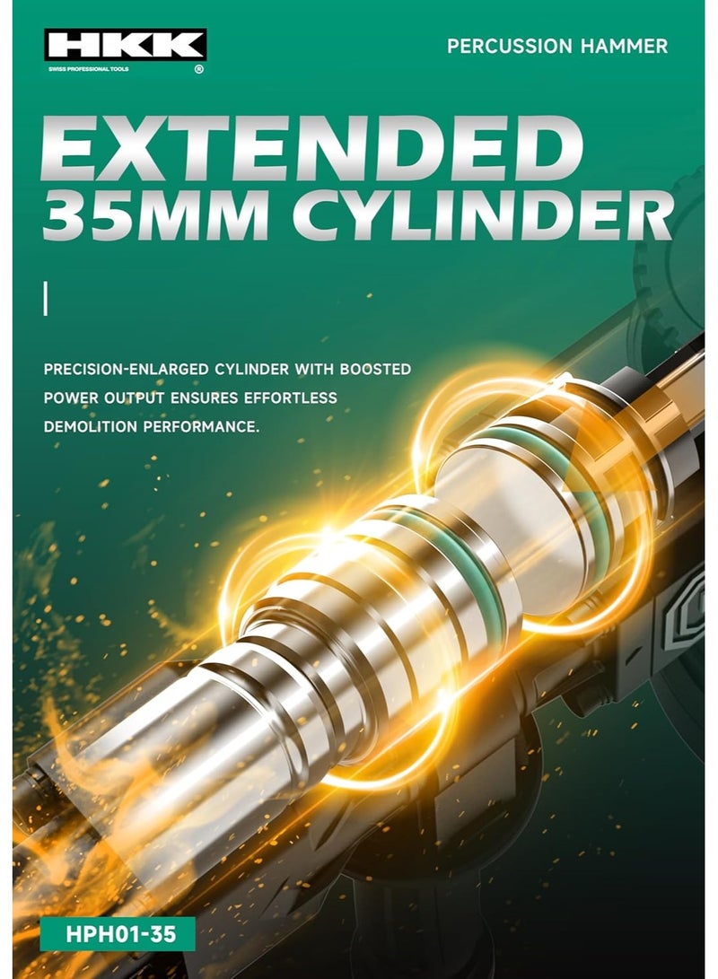 HKK مثقاب كهربائي 1200 واط مع طاقة تأثير 25 جول، 3750 ضربة في الدقيقة، يشمل إزميل مدبب، مطرقة هدم ثقيلة للأعمال الخرسانية، الطوب، والبناء – 5.76 كجم - Image 3